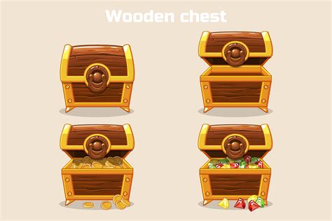 Opened And Closed Treasure Chest Pre Designed Vector Graphics