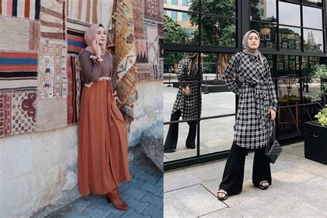10 Outfit Hijab Dengan Tunik Dan Dress Ala Selebgram Helmi