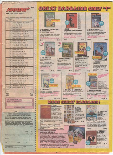 Scholastic Book Order Sheet Ethel Lee Miller