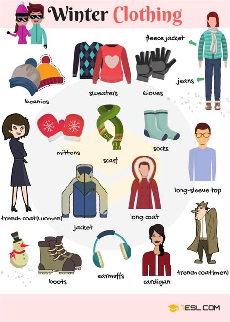 Learn Winter Clothing Vocabulary Through Pictures Eslbuzz Learning