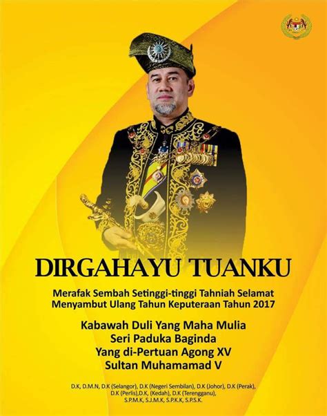 Check dates in 2016 for thaipusam, wesak day, national day, hari pahang. Ulangtahun Hari Keputeraan Ke Bawah Duli Yang Maha Mulia ...