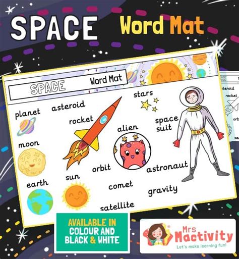 Space Word Mat Primary Teaching Resources