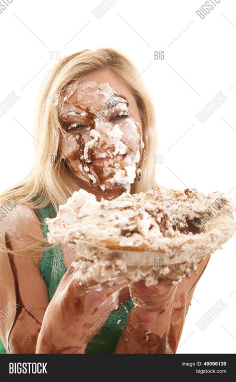 Woman Pie Messy Face Image And Photo Bigstock