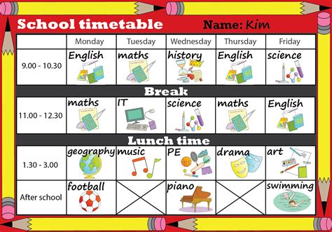 School Timetable Learnenglish Kids