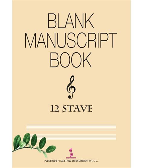 Blank Manuscript Book 12 Stave 28 Pages Buy Blank Manuscript Book