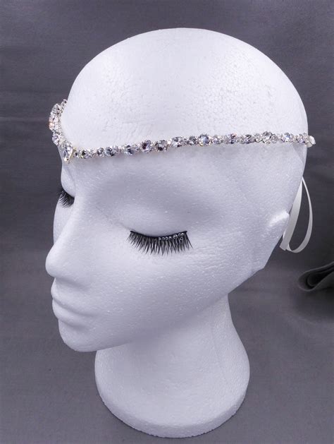 Gold Crystal Forehead Band With Swarovski Crystals V Shape Etsy