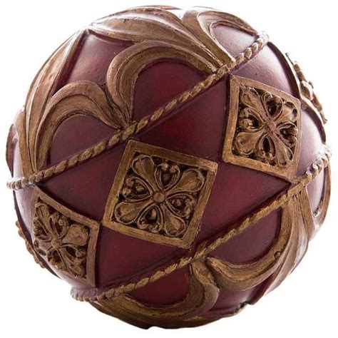 Red And Gold Flourish Decorative Sphere Decorative Spheres Ornament