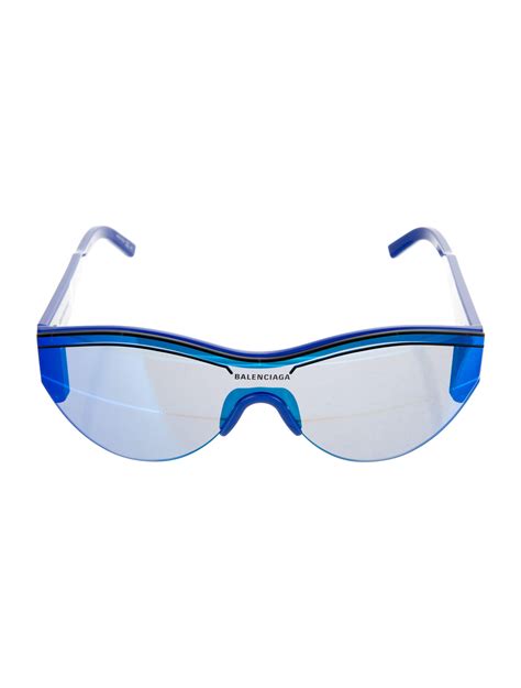 Balenciaga Shield Mirrored Sunglasses Blue Sunglasses Accessories