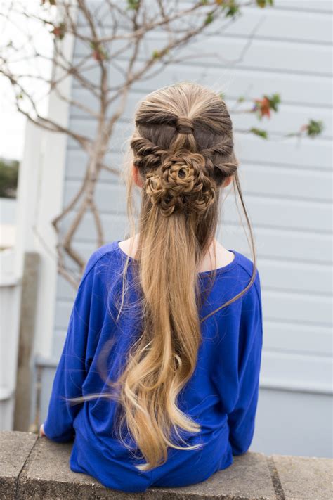 Prom hairstyles all down elegant hairstyles everyday hairstyles straight hairstyles half up half down hair prom pin up curly ponytail stylish browse our collection of miley cyrus hairstyles and haircuts. Flower Half Up - Cute Girls Hairstyles