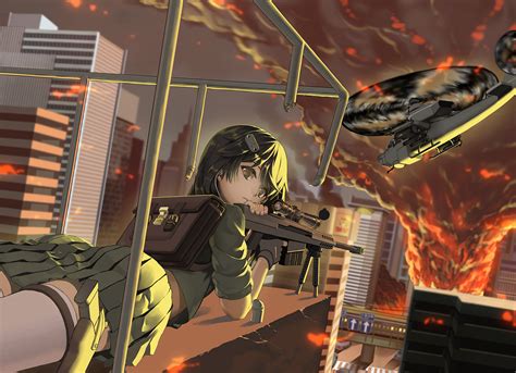 Wallpaper Gun City Anime Girls Weapon Sniper Rifle