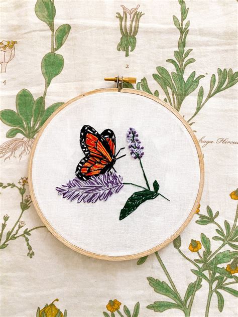 6.5 inch medium monarch butterfly on lavender plant flower | Etsy ...
