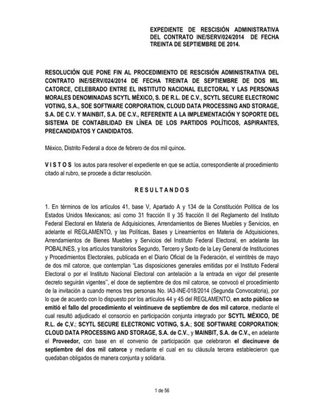 Oficio De Rescision De Contrato