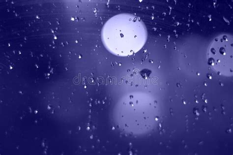 Rain Drops With Bokeh Effect In The Night City Drops Of Rain On Window