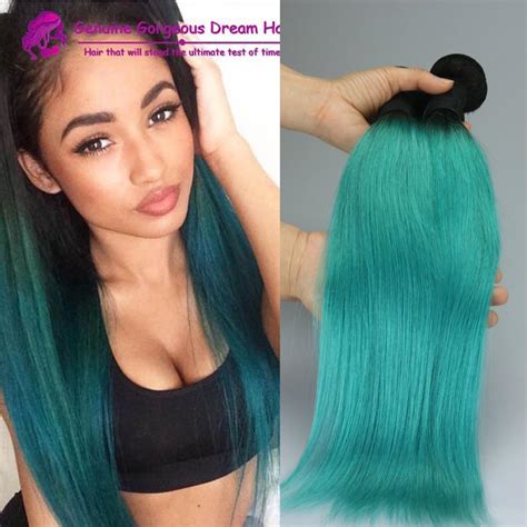 3bundles Brazilian Ombre Green Virgin Hair Extensions Straight Two Tone Color 1bgreen Ombre