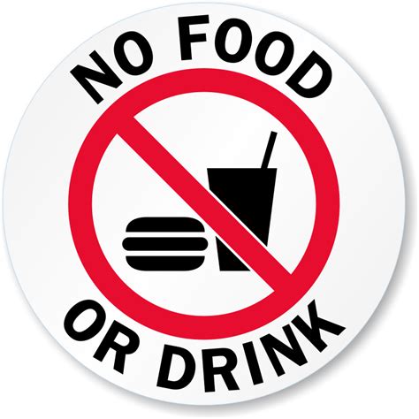 No Food Or Drink Glass Decal Signs Sku Lb 2898