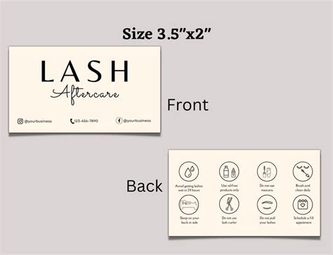 Lash Aftercare Card Template Canva Editable Lash Business Etsy Canada