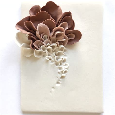 Ceramic Flower Wall Decor Porcelain Blossom Tile White Etsy