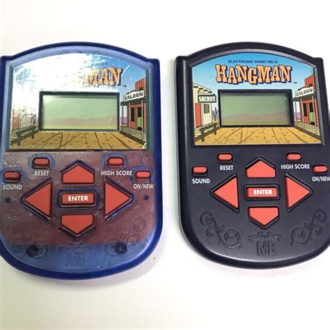 Hangman Electronic Handheld Game Milton Bradley Lot Of 2 1995 Clear