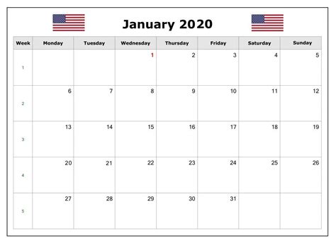January 2020 Usa Federal Holidays Calendar Holiday Calendar Monthly