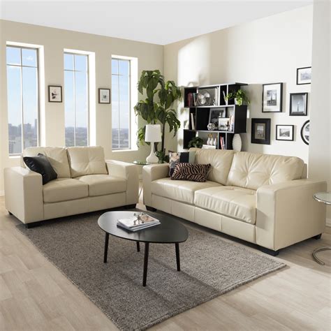 Whitney Modern Ivory Leather Sofa And Loveseat Set • Patio Ideas