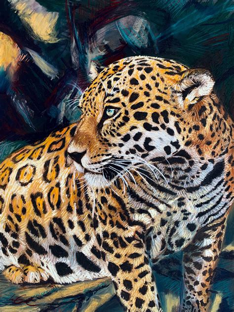 Jaguar Painting Jungle Animal Wildlife Artwork Colorful Etsy