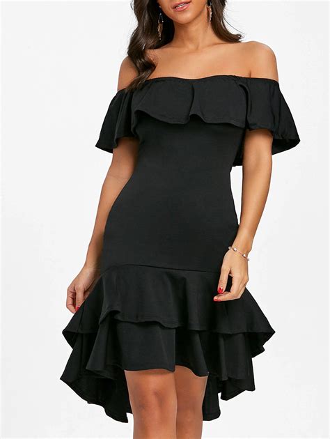 46 Off Ruffle Off The Shoulder Bodycon Dress Rosegal