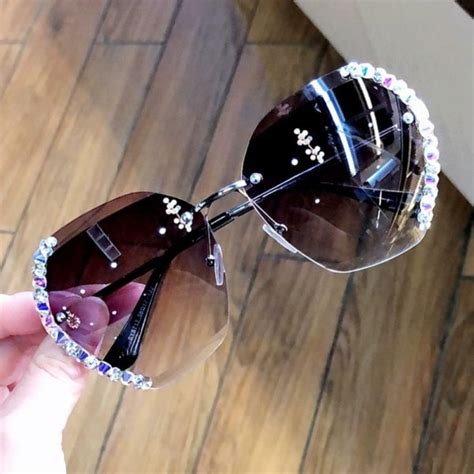 2020 vintage fashion oversized rimless sunglasses women famous luxury brand design sexy