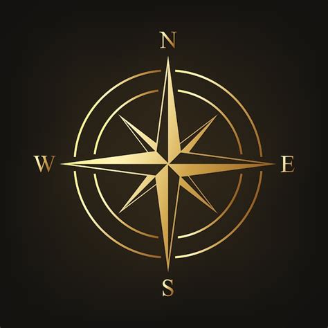 Premium Vector Gold Compass Icon Isolated On Dark