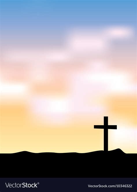 Christian Cross Silhouette At Sunrise Royalty Free Vector