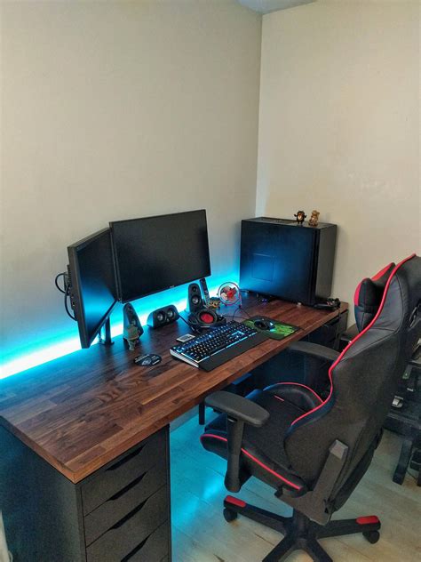 Diy Gaming Desk Ikea Ikea Gaming Computer Desk Setup With Drawer Also