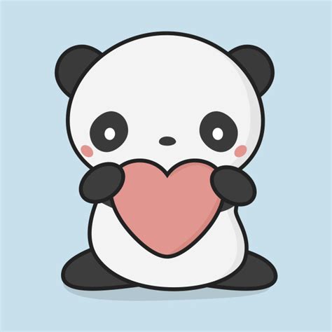 Kawaii Cute Panda With Heart Panda T Shirt Teepublic
