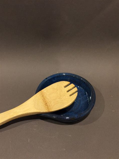 Handmade Blue Spoon Rest Pottery Stoneware Ceramic T Etsy