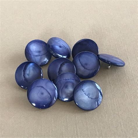 10 Vintage Blue Mother Of Pearl Shank Buttons Mop Shell Etsy