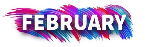 February Banner With Blue Brush Strokes Stock Vector Illustration Of