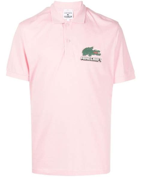 Lacoste Cotton Minecraft Print Polo Shirt In Pink For Men Lyst