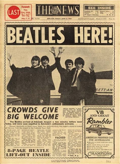 The Beatles The Adelaide News Australia June 12th 1964 Source Source