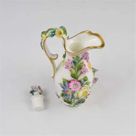 Minton Porcelain Miniature Flower Encrusted Ewer Scent Bottle C1840