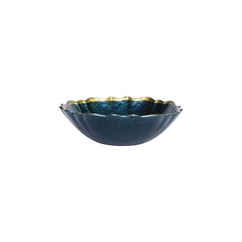 Viva Vietri Baroque Glass Teal Small Bowl Set Of 4 Distinctive Decor