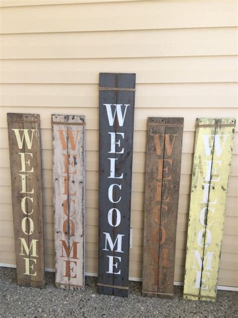 Rustic Verticle Porch Welcome Sign Pallet Wood Handpainted Etsy Diy