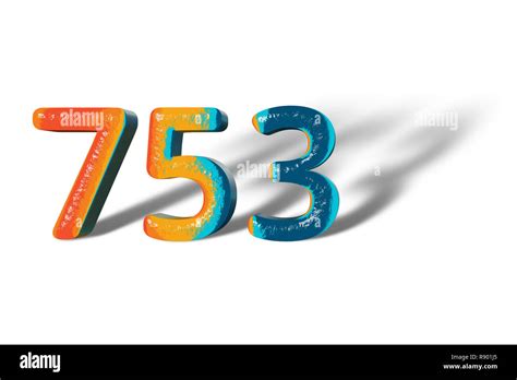 3d Number 753 Seven Hundred Fifty Three Lively Colours Stock Photo Alamy