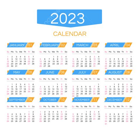 2023 Año Calendario Simple Azul Geométrico Png Dibujos 2023 Años