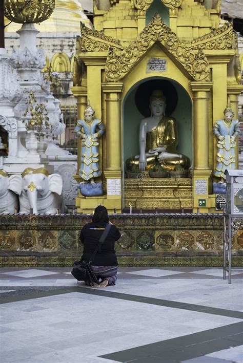 Inside The Shwedagon Pagoda`s Eastern Entrance In Yangon Editorial