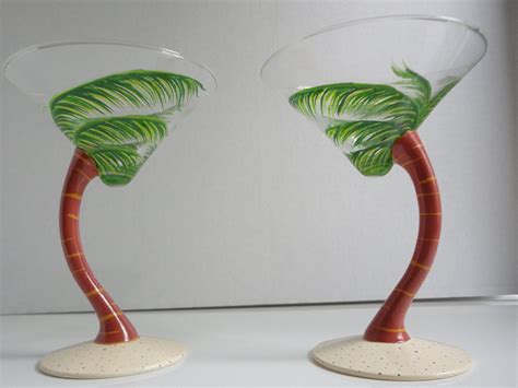 Palmtini Palm Tree Martini Glasses Hand Painted By Cosasraras