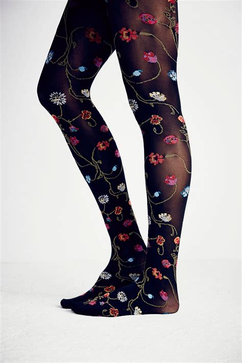 Meet In The Garden Tight Patterned Tights Fashion Floral Tights