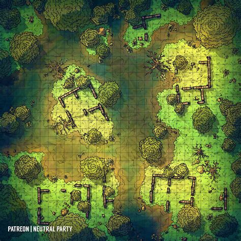 OC Art Swamp Ruins Battlemap R DnD