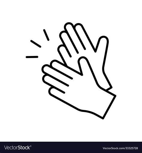 Clapping Hands Linear Icon Applause Black Vector Image