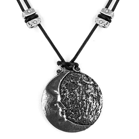 Oberon Design Hand Cast Britannia Metal Necklace Moon