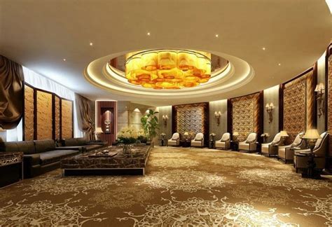 Circular Reception Hall Decorating Ideas With Luxury False Ceiling