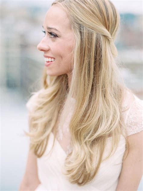 完了しました half down wedding hairstyles for long straight hair half up 108732