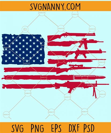 American Flag Made With Guns Svg American Flag Svg Guns Svg Thin